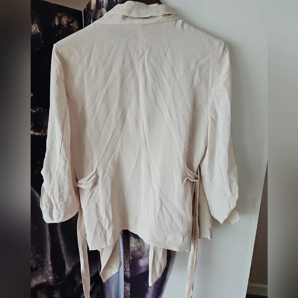YUMI KIM Women's Belted‎ Attached Layer Waterfall Flyaway Jacket Topper Size S